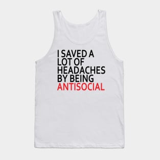 Antisocial - Black Text Tank Top